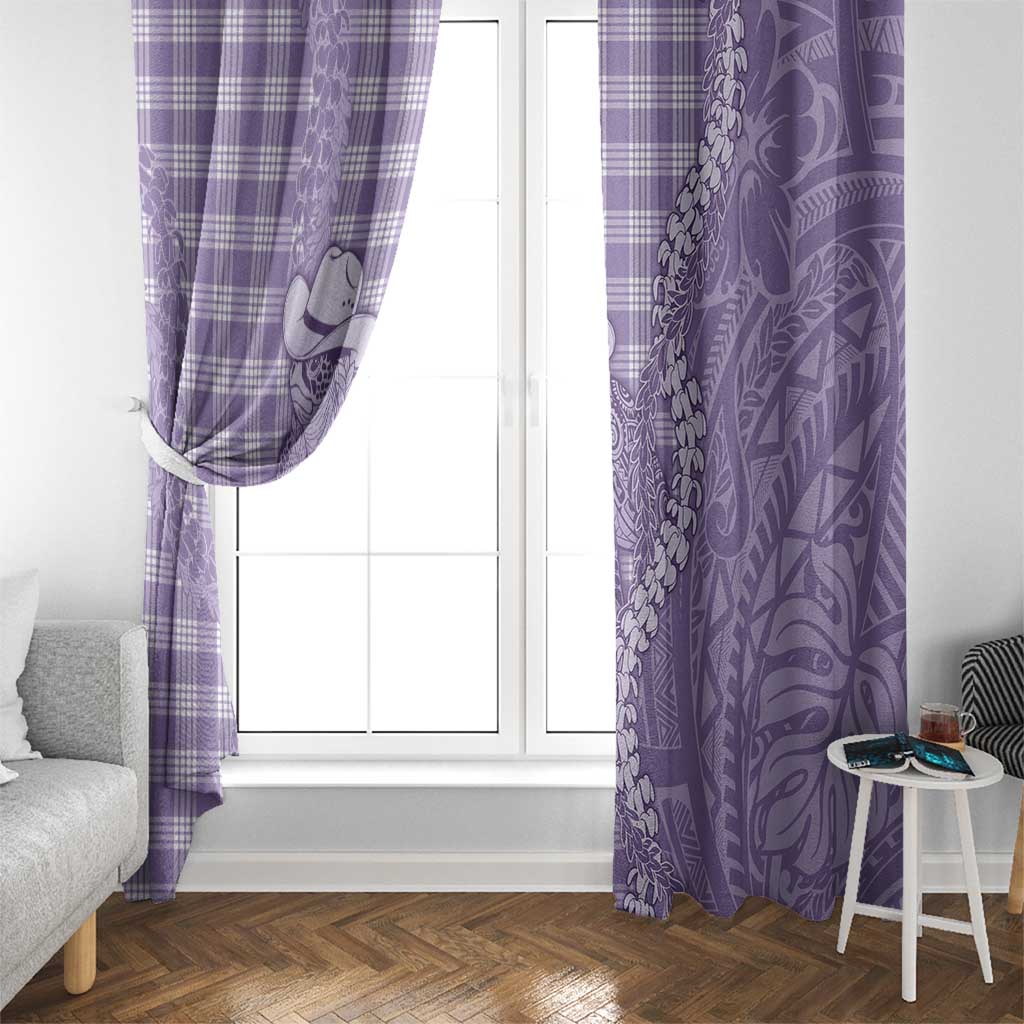 Purple Hawaii Palaka Cowboy Turtle Window Curtain Hawaiian Paniolo Puakenikeni Maile Lei DT05 - Polynesian Pride