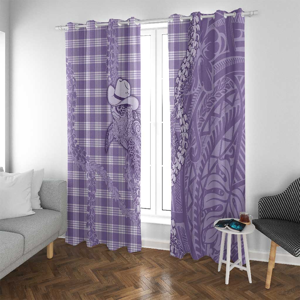 Purple Hawaii Palaka Cowboy Turtle Window Curtain Hawaiian Paniolo Puakenikeni Maile Lei DT05 With Grommets Purple - Polynesian Pride