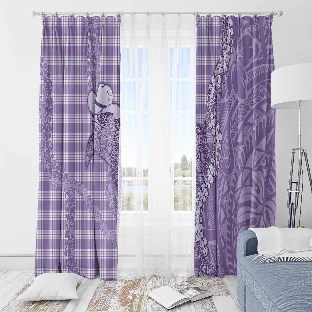 Purple Hawaii Palaka Cowboy Turtle Window Curtain Hawaiian Paniolo Puakenikeni Maile Lei DT05 - Polynesian Pride