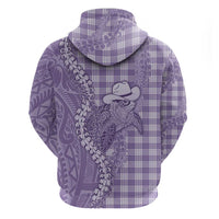 Purple Hawaii Palaka Cowboy Turtle Zip Hoodie Hawaiian Paniolo Puakenikeni Maile Lei DT05 - Polynesian Pride