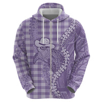 Purple Hawaii Palaka Cowboy Turtle Zip Hoodie Hawaiian Paniolo Puakenikeni Maile Lei DT05 - Polynesian Pride