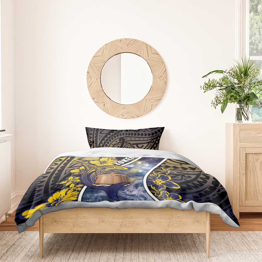 Tokelau Bedding Set National Badge Waves Style