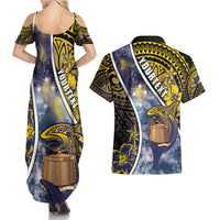 Personalised Tokelau Couples Matching Summer Maxi Dress and Hawaiian Shirt National Badge Waves Style DT05 - Polynesian Pride