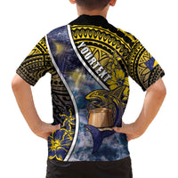 Personalised Tokelau Family Matching Off The Shoulder Long Sleeve Dress and Hawaiian Shirt National Badge Waves Style DT05 - Polynesian Pride