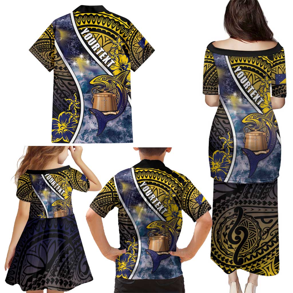 Personalised Tokelau Family Matching Puletasi and Hawaiian Shirt National Badge Waves Style DT05 - Polynesian Pride