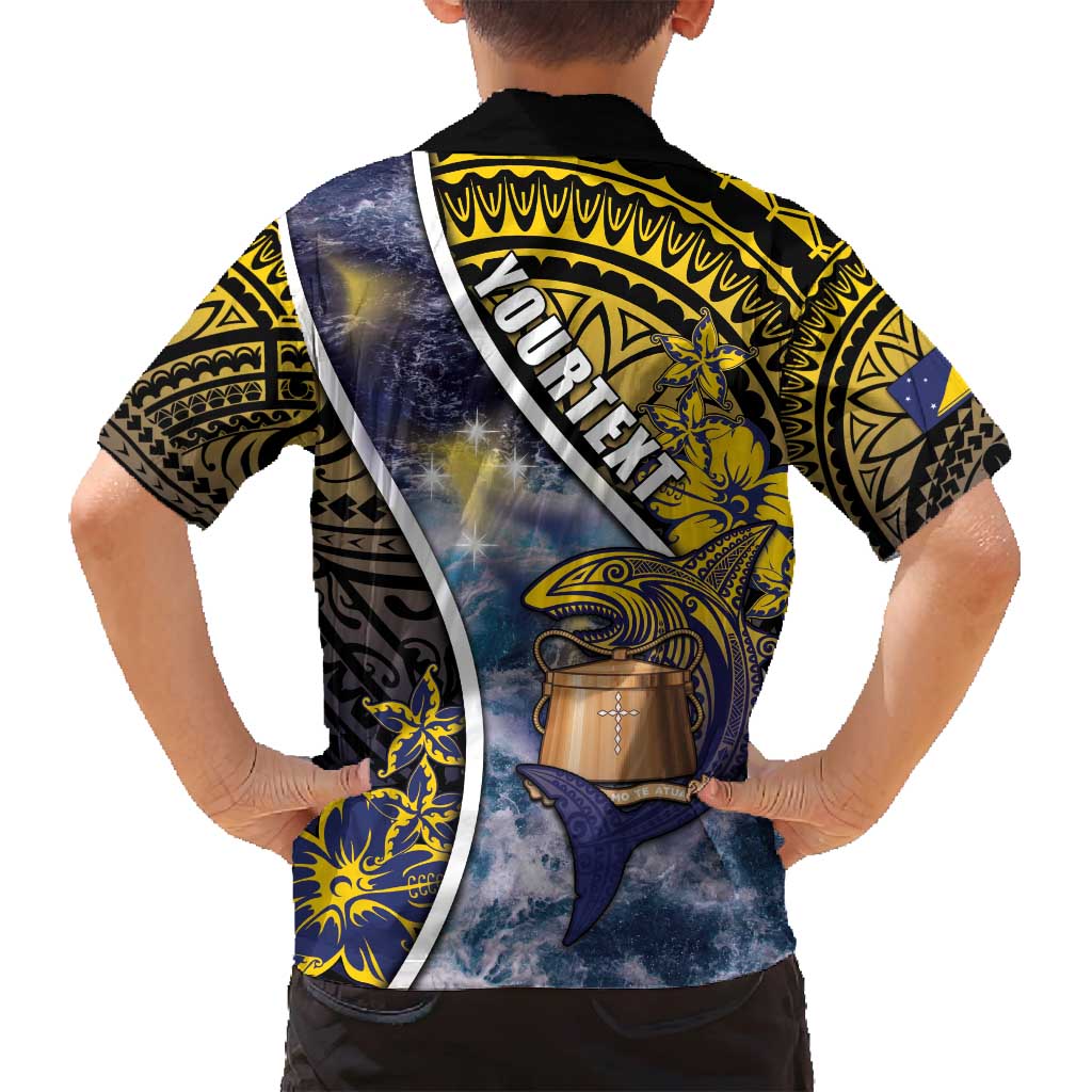 Personalised Tokelau Family Matching Summer Maxi Dress and Hawaiian Shirt National Badge Waves Style DT05 - Polynesian Pride