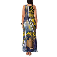 Personalised Tokelau Family Matching Tank Maxi Dress and Hawaiian Shirt National Badge Waves Style DT05 - Polynesian Pride