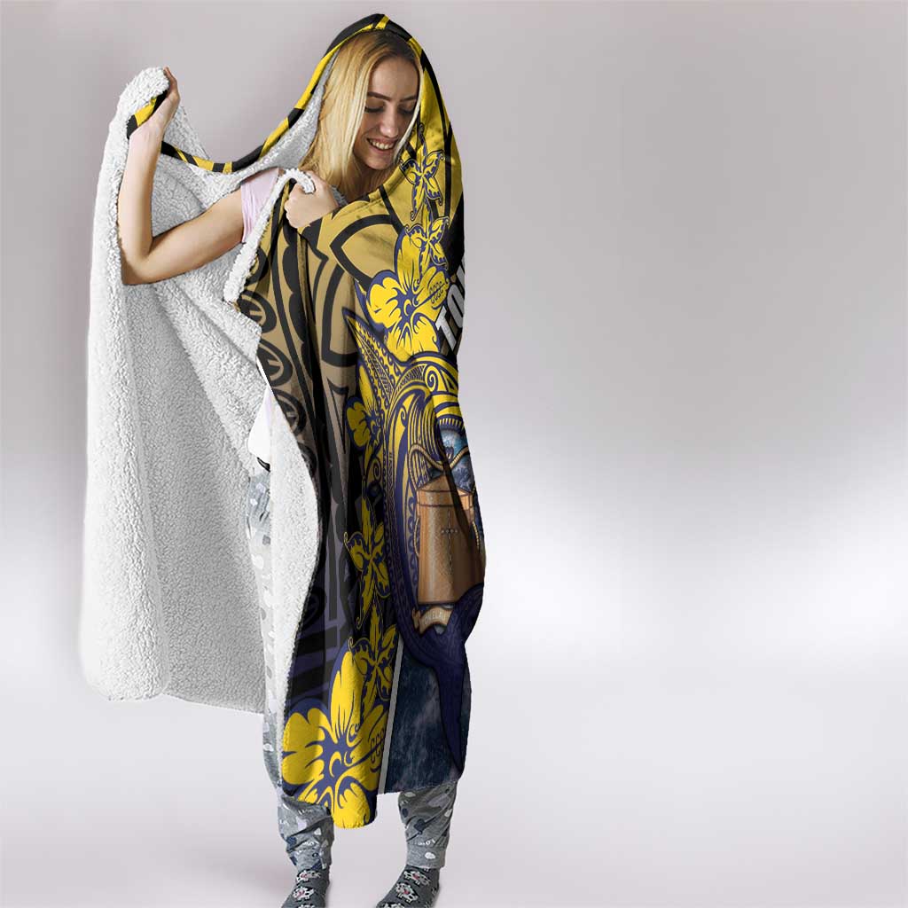 Tokelau Hooded Blanket National Badge Waves Style