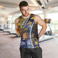 Personalised Tokelau Men Tank Top National Badge Waves Style DT05 Yellow - Polynesian Pride