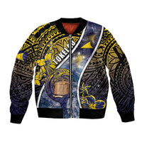 Personalised Tokelau Sleeve Zip Bomber Jacket National Badge Waves Style