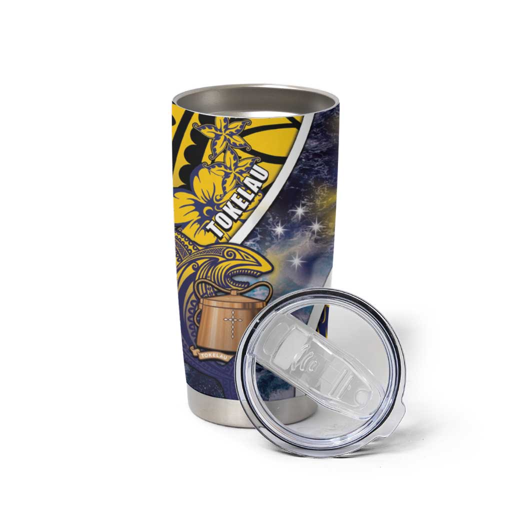 Personalised Tokelau Tumbler Cup National Badge Waves Style