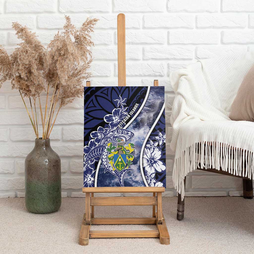 Pitcairn Islands Canvas Wall Art Coat Of Arms Waves Style