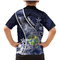 Personalised Pitcairn Islands Family Matching Mermaid Dress and Hawaiian Shirt Coat Of Arms Waves Style DT05 - Polynesian Pride