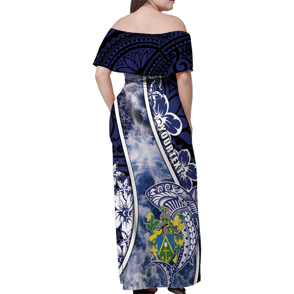 Personalised Pitcairn Islands Family Matching Off Shoulder Maxi Dress and Hawaiian Shirt Coat Of Arms Waves Style DT05 - Polynesian Pride