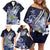 Personalised Pitcairn Islands Family Matching Off Shoulder Short Dress and Hawaiian Shirt Coat Of Arms Waves Style