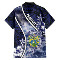 Personalised Pitcairn Islands Family Matching Off Shoulder Short Dress and Hawaiian Shirt Coat Of Arms Waves Style DT05 - Polynesian Pride
