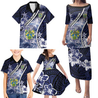 Personalised Pitcairn Islands Family Matching Puletasi and Hawaiian Shirt Coat Of Arms Waves Style DT05 - Polynesian Pride