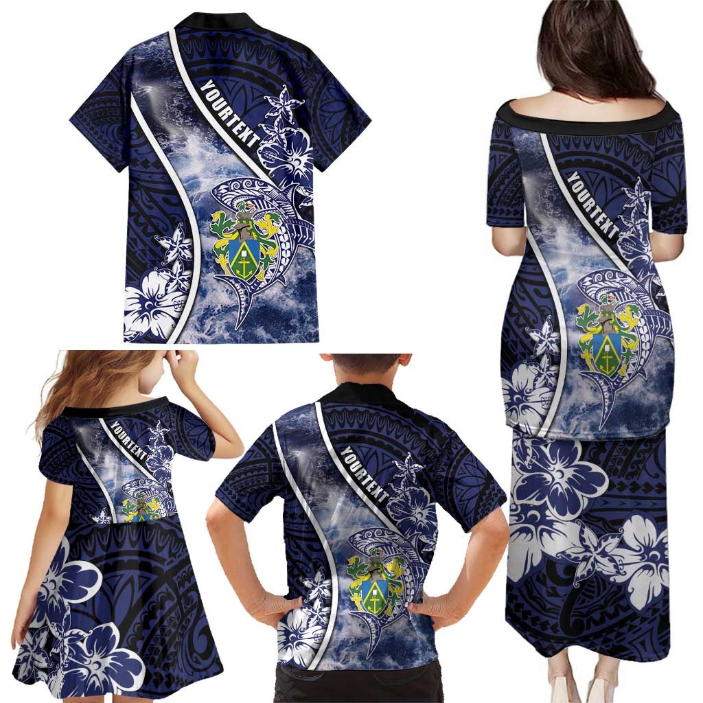 Personalised Pitcairn Islands Family Matching Puletasi and Hawaiian Shirt Coat Of Arms Waves Style DT05 - Polynesian Pride