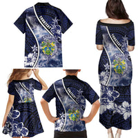 Personalised Pitcairn Islands Family Matching Puletasi and Hawaiian Shirt Coat Of Arms Waves Style DT05 - Polynesian Pride