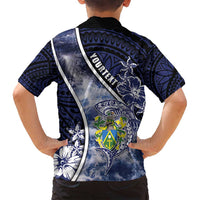 Personalised Pitcairn Islands Family Matching Tank Maxi Dress and Hawaiian Shirt Coat Of Arms Waves Style DT05 - Polynesian Pride
