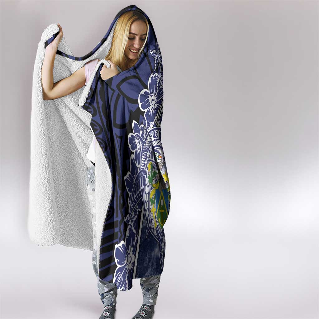 Pitcairn Islands Hooded Blanket Coat Of Arms Waves Style DT05 - Polynesian Pride