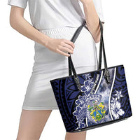 Pitcairn Islands Leather Tote Bag Coat Of Arms Waves Style DT05 - Polynesian Pride