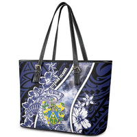 Pitcairn Islands Leather Tote Bag Coat Of Arms Waves Style DT05 - Polynesian Pride