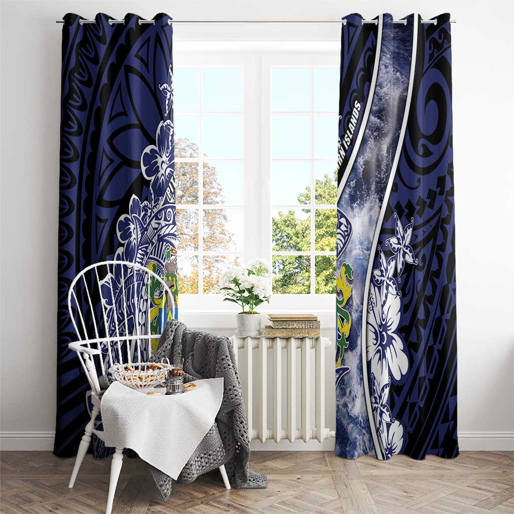 Pitcairn Islands Window Curtain Coat Of Arms Waves Style