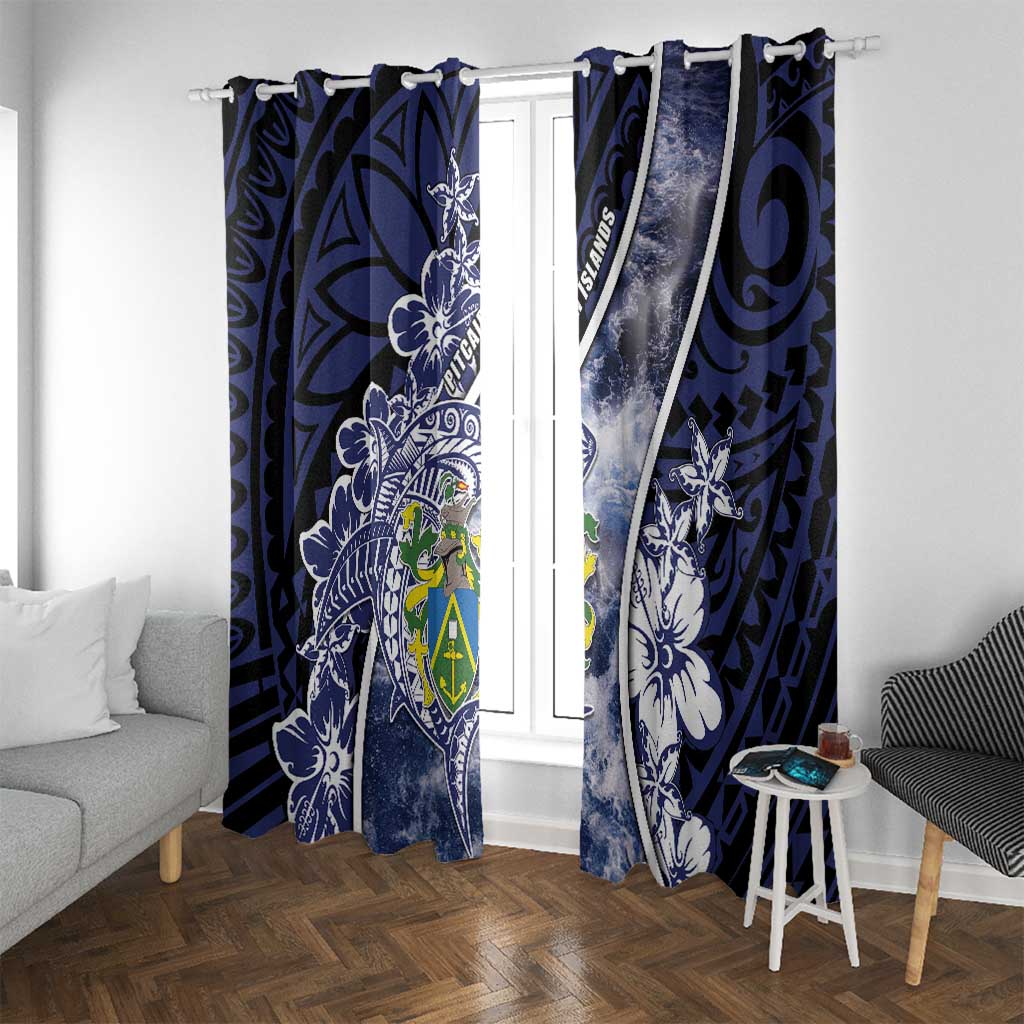 Pitcairn Islands Window Curtain Coat Of Arms Waves Style