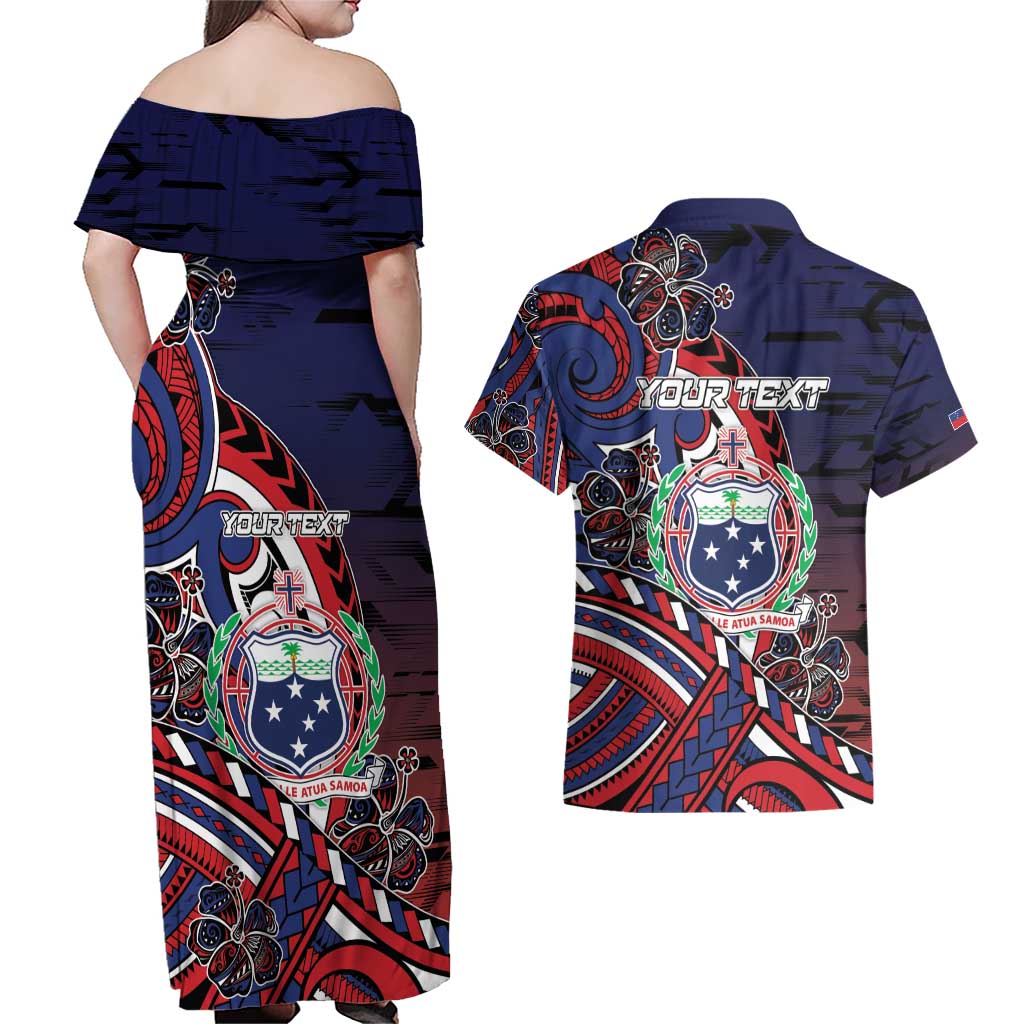 Personalised Samoa Wrestling Couples Matching Off Shoulder Maxi Dress and Hawaiian Shirt Polynesian Warrior Funny Style - Polynesian Pride