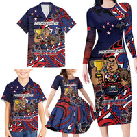 Personalised Samoa Wrestling Family Matching Long Sleeve Bodycon Dress and Hawaiian Shirt Polynesian Warrior Funny Style DT05 - Polynesian Pride