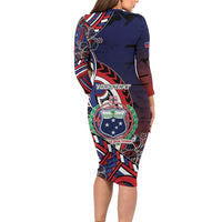 Personalised Samoa Wrestling Family Matching Long Sleeve Bodycon Dress and Hawaiian Shirt Polynesian Warrior Funny Style DT05 - Polynesian Pride
