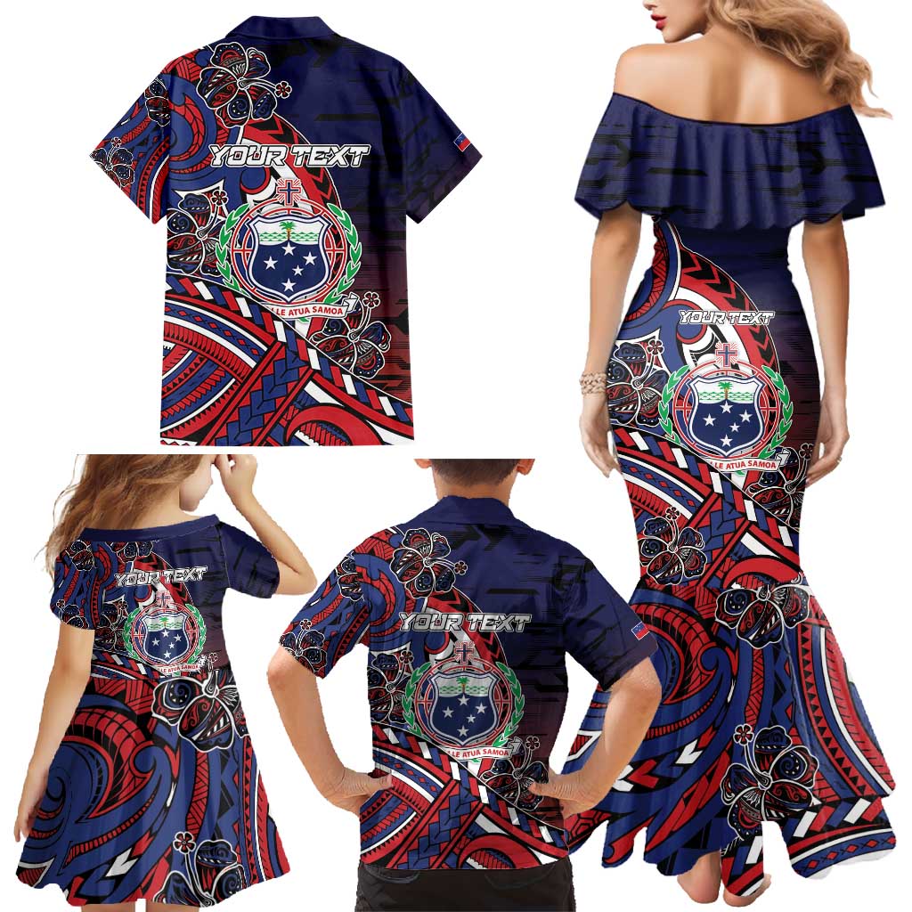Personalised Samoa Wrestling Family Matching Mermaid Dress and Hawaiian Shirt Polynesian Warrior Funny Style DT05 - Polynesian Pride