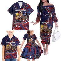 Personalised Samoa Wrestling Family Matching Off The Shoulder Long Sleeve Dress and Hawaiian Shirt Polynesian Warrior Funny Style DT05 - Polynesian Pride