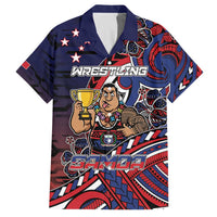 Personalised Samoa Wrestling Family Matching Off The Shoulder Long Sleeve Dress and Hawaiian Shirt Polynesian Warrior Funny Style DT05 Dad's Shirt - Short Sleeve Navy - Polynesian Pride