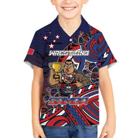 Personalised Samoa Wrestling Kid Hawaiian Shirt Polynesian Warrior Funny Style DT05 Kid Navy - Polynesian Pride