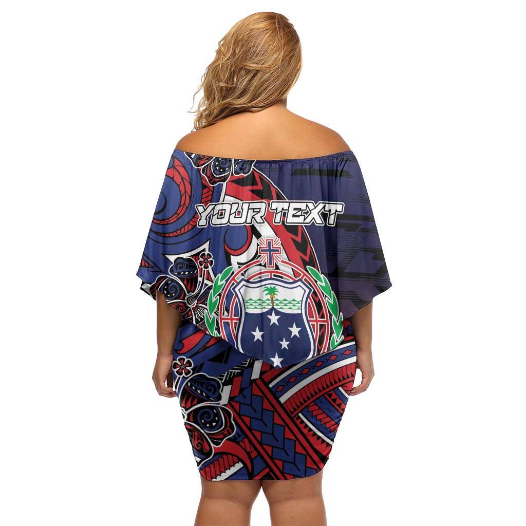 Personalised Samoa Wrestling Off Shoulder Short Dress Polynesian Warrior Funny Style - Polynesian Pride