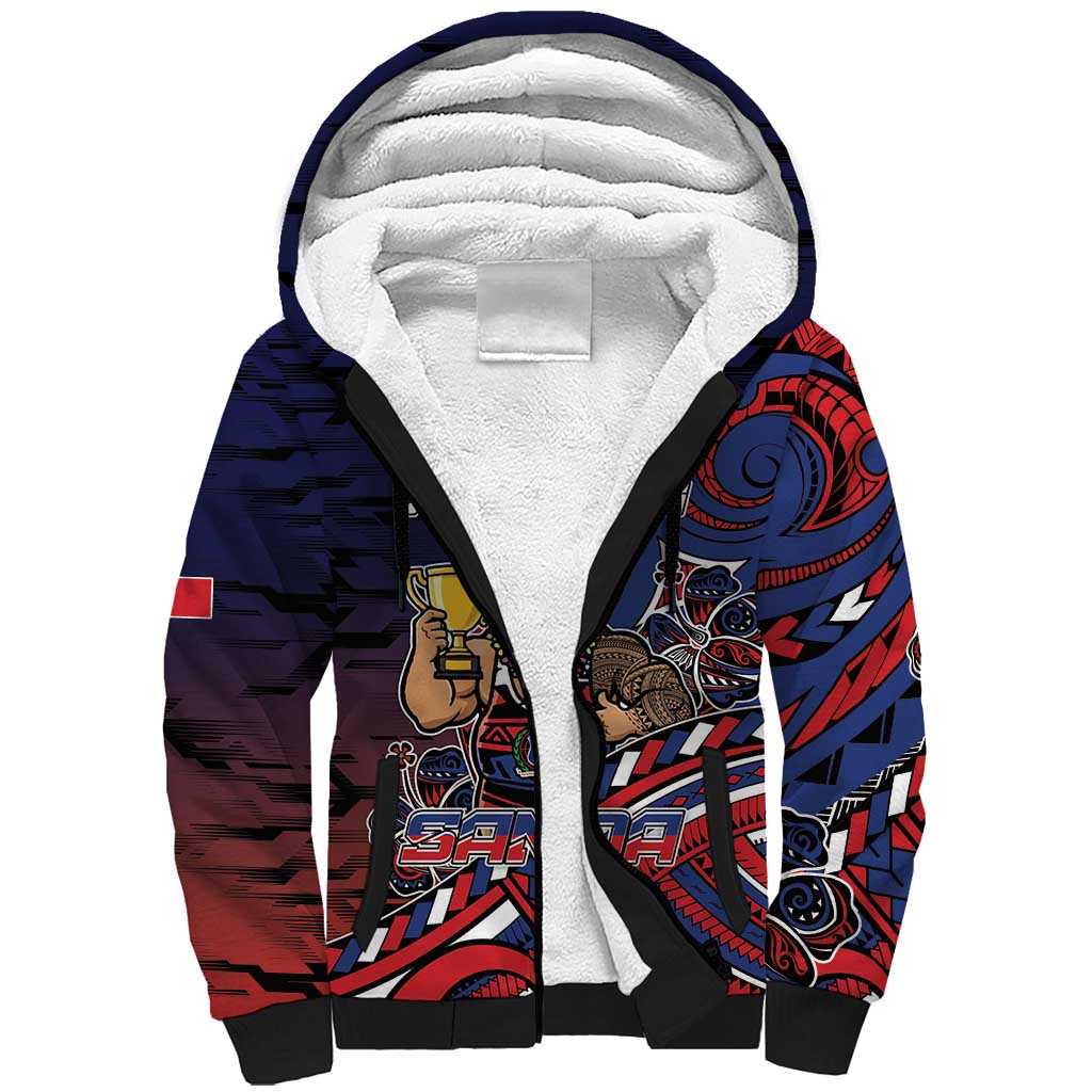 Personalised Samoa Wrestling Sherpa Hoodie Polynesian Warrior Funny Style - Polynesian Pride