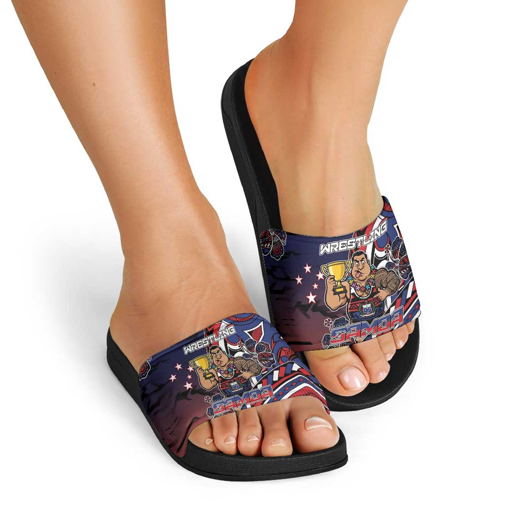 Samoa Wrestling Slide Sandals Polynesian Warrior Funny Style - Polynesian Pride