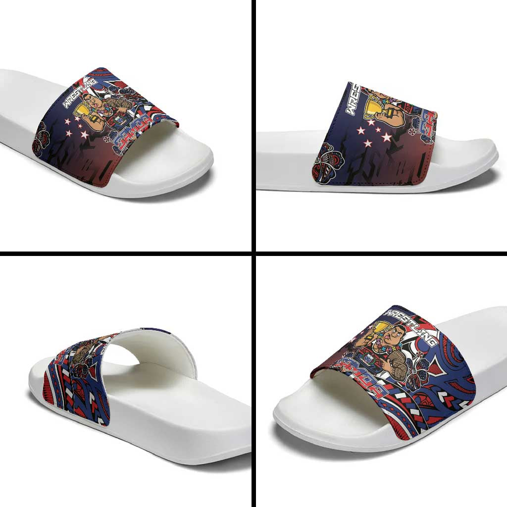 Samoa Wrestling Slide Sandals Polynesian Warrior Funny Style - Polynesian Pride