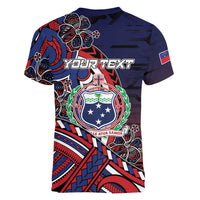 Personalised Samoa Wrestling Women V-Neck T-Shirt Polynesian Warrior Funny Style DT05 - Polynesian Pride