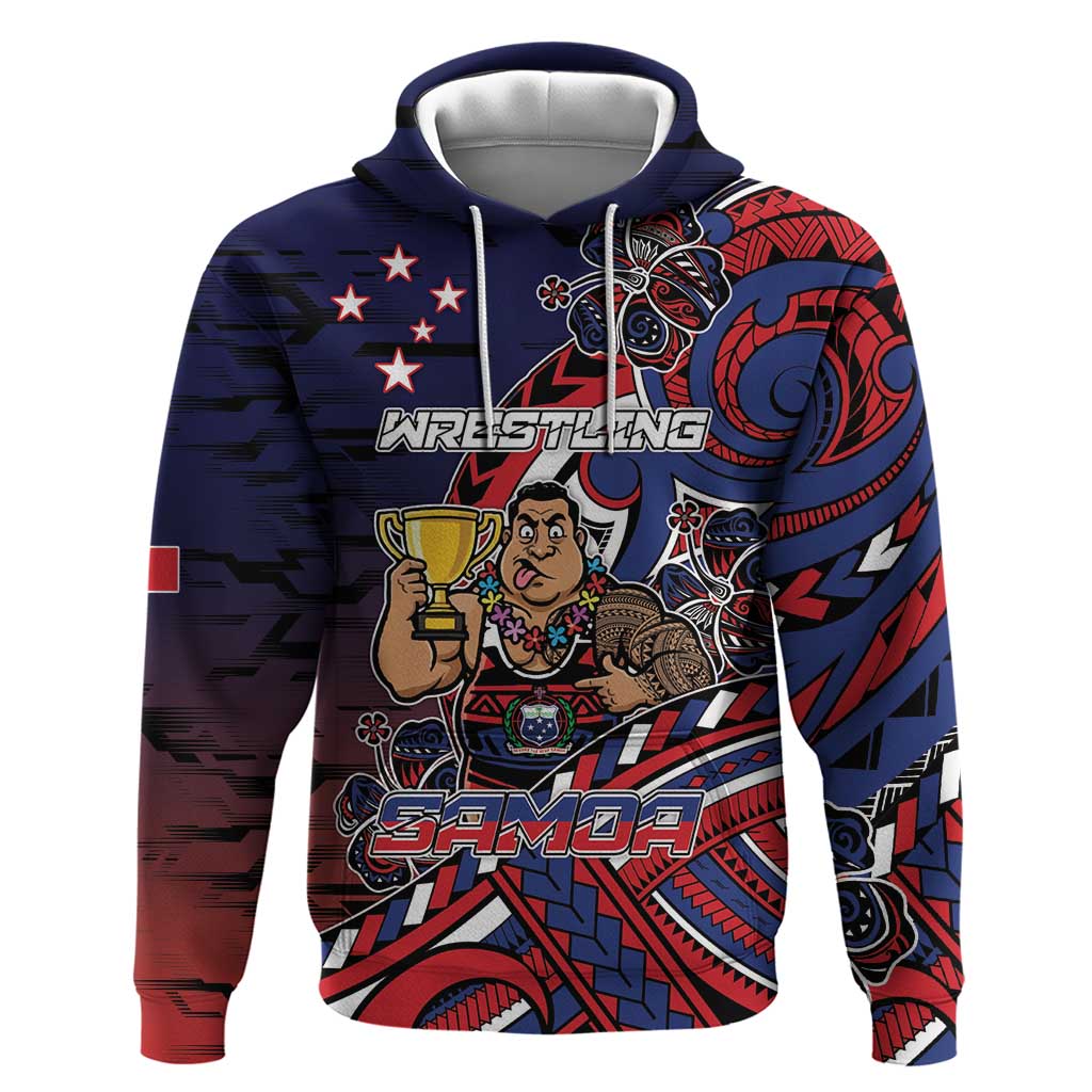 Personalised Samoa Wrestling Zip Hoodie Polynesian Warrior Funny Style - Polynesian Pride