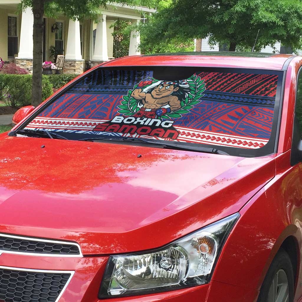 Samoa Boxing Auto Sun Shade Samoan Boxer Funny Style - Polynesian Pride