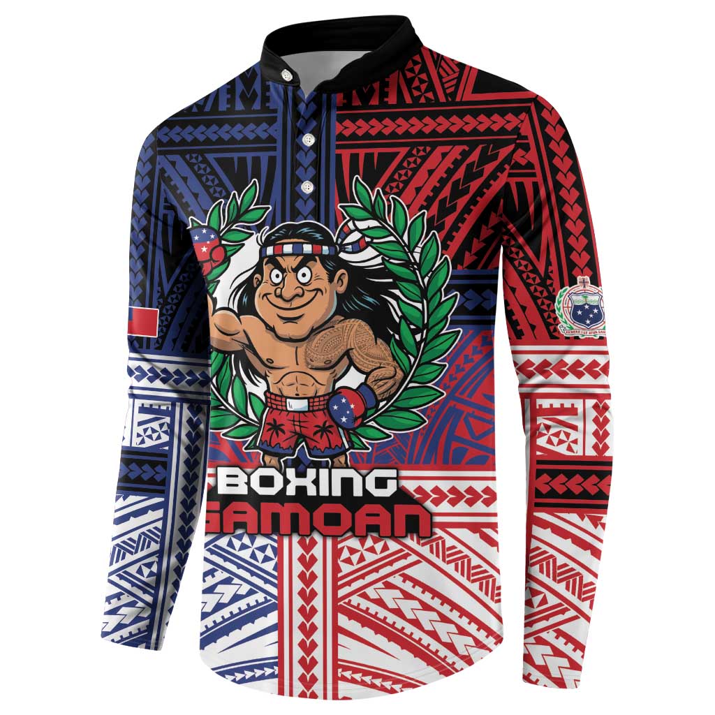 Personalised Samoa Boxing Button Sweatshirt Samoan Boxer Funny Style - Polynesian Pride