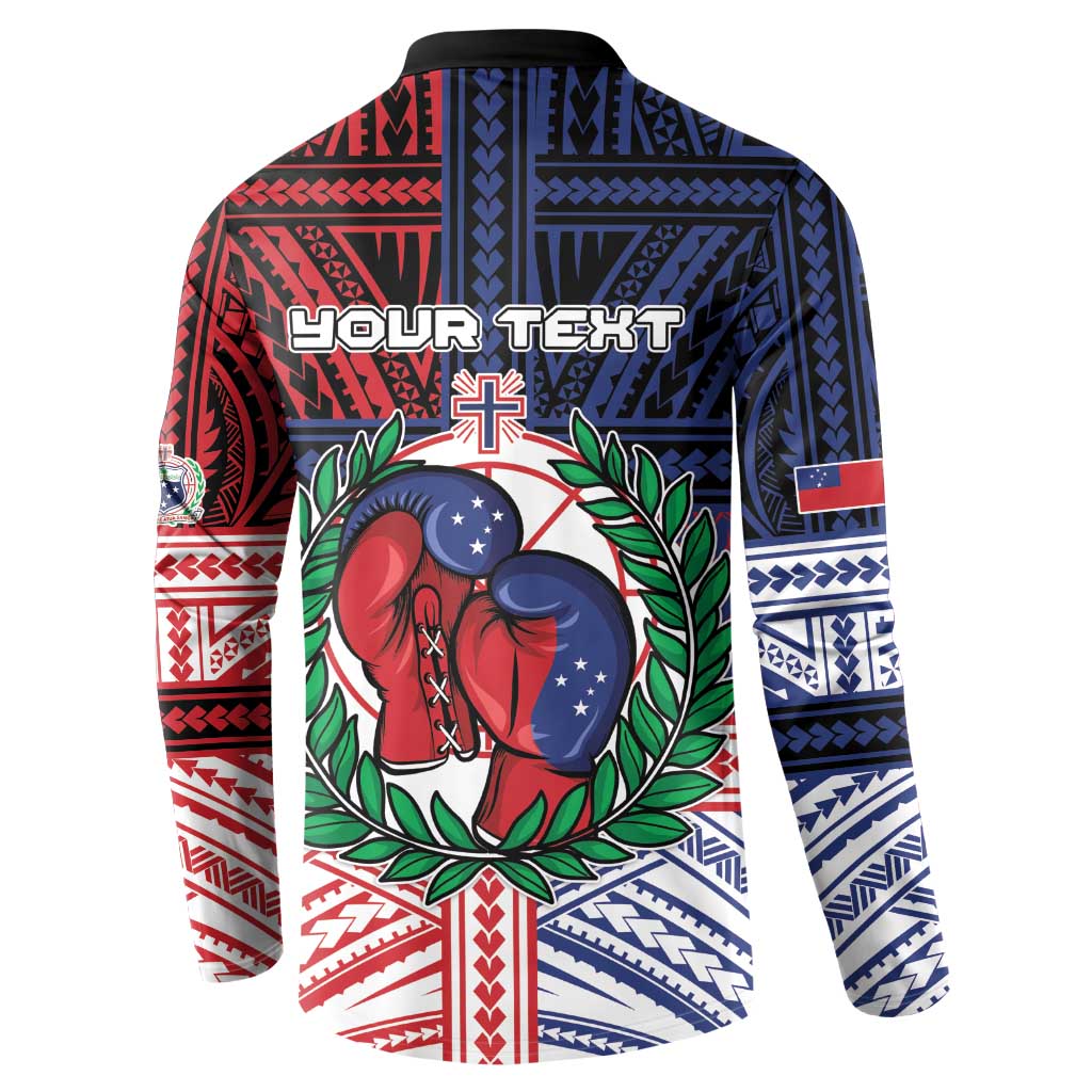 Personalised Samoa Boxing Button Sweatshirt Samoan Boxer Funny Style - Polynesian Pride