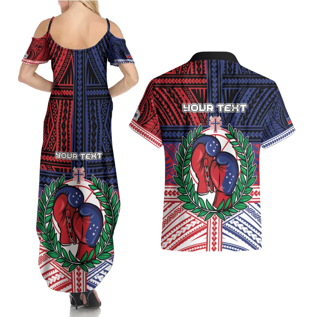 Personalised Samoa Boxing Couples Matching Summer Maxi Dress and Hawaiian Shirt Samoan Boxer Funny Style DT05 - Polynesian Pride