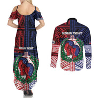 Personalised Samoa Boxing Couples Matching Summer Maxi Dress and Long Sleeve Button Shirt Samoan Boxer Funny Style - Polynesian Pride