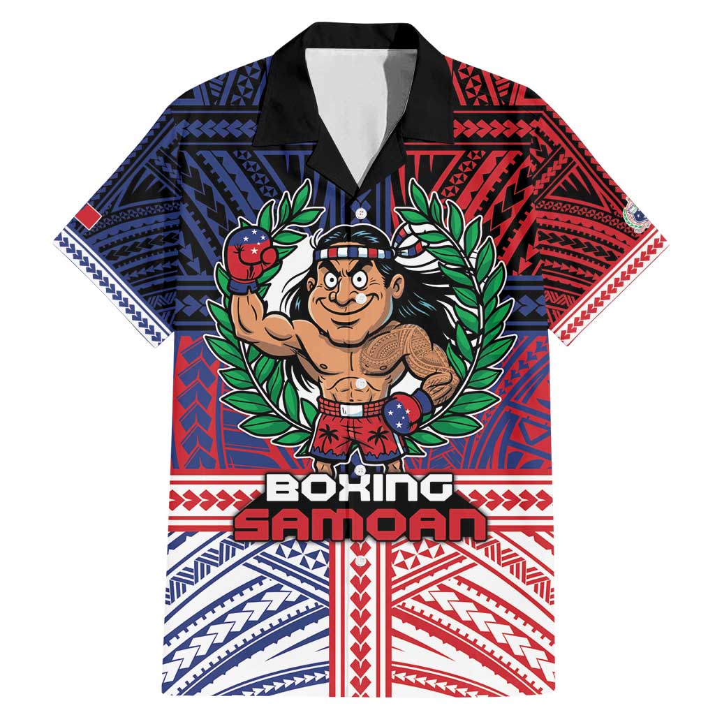 Personalised Samoa Boxing Family Matching Mermaid Dress and Hawaiian Shirt Samoan Boxer Funny Style DT05 Dad's Shirt - Short Sleeve Red - Polynesian Pride
