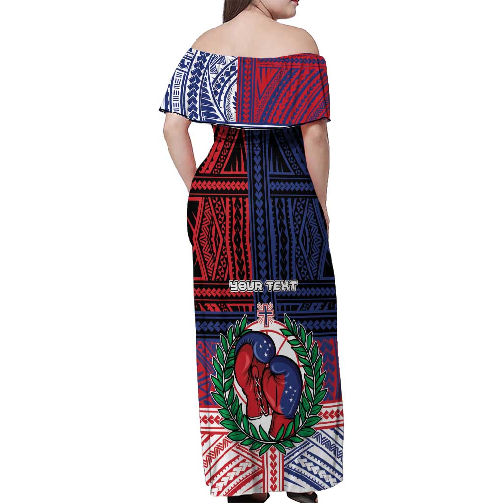 Personalised Samoa Boxing Family Matching Off Shoulder Maxi Dress and Hawaiian Shirt Samoan Boxer Funny Style DT05 - Polynesian Pride