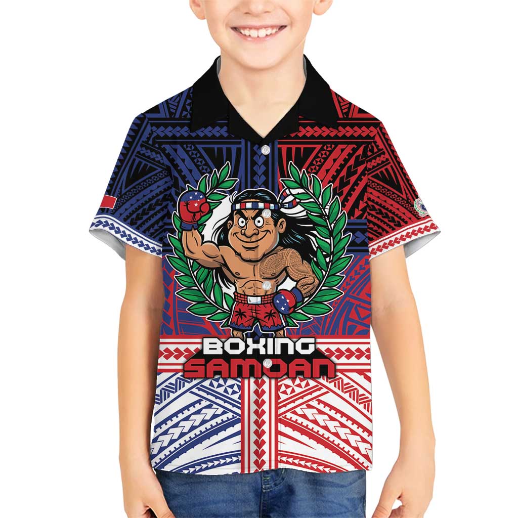 Personalised Samoa Boxing Family Matching Off Shoulder Maxi Dress and Hawaiian Shirt Samoan Boxer Funny Style DT05 Son's Shirt Red - Polynesian Pride